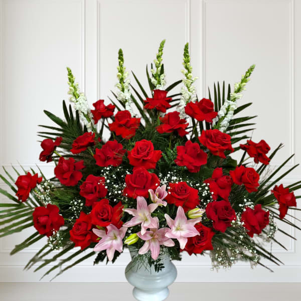 Red and pink floor basket