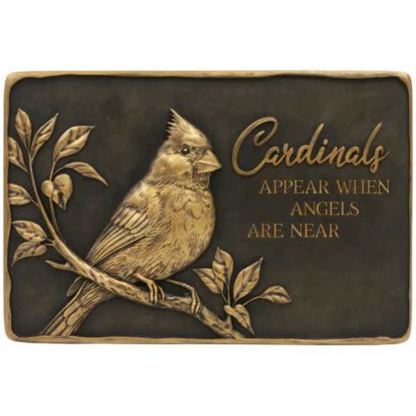 Decorative plaque with a cardinal and the words "Cardinals appear when angels are near"