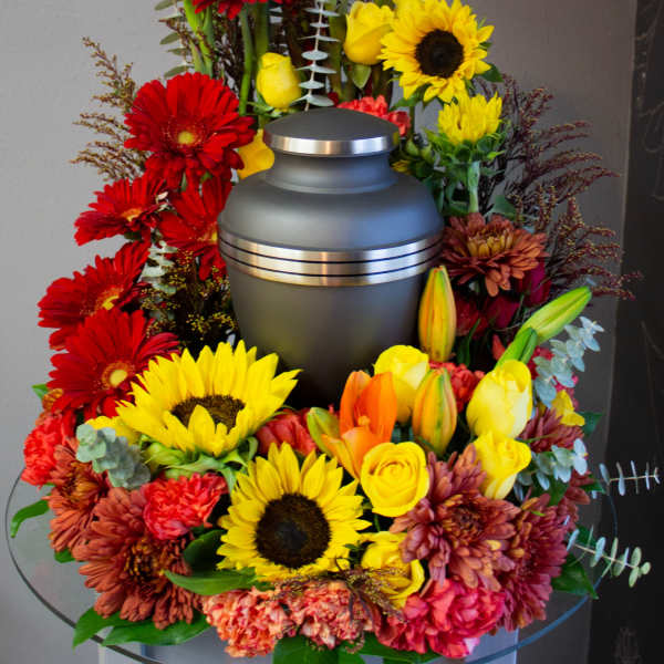 FUNERAL URN WREATH - Sunflowers & Love 95