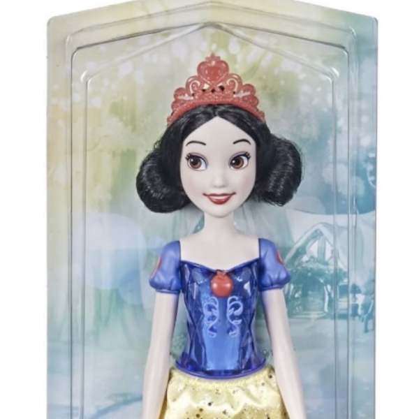 Disney Princess doll in blue and yellow dress inside packaging