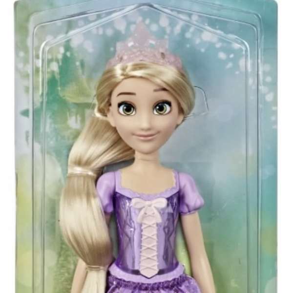 Disney Princess doll in purple dress inside retail packaging