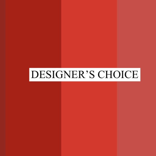 Designer's choice graphic with red color swatches
