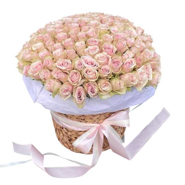 Basket of 50 pink royal roses!