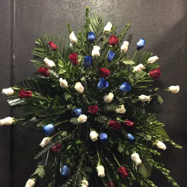 Multi color roses with palm leaves wreath - F200W05