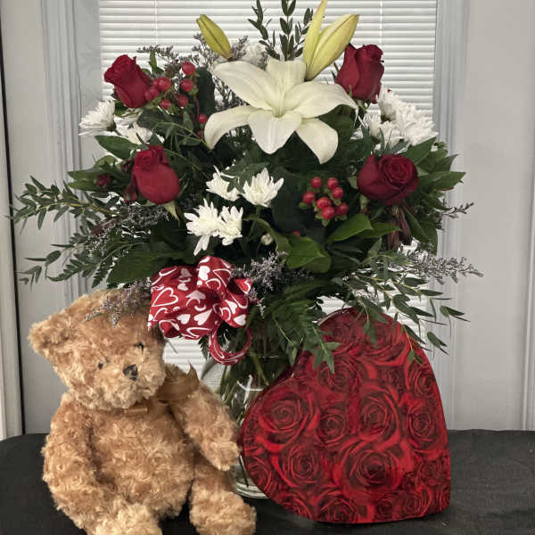 Will You Be Mine with Chocolates and Teddy Bear