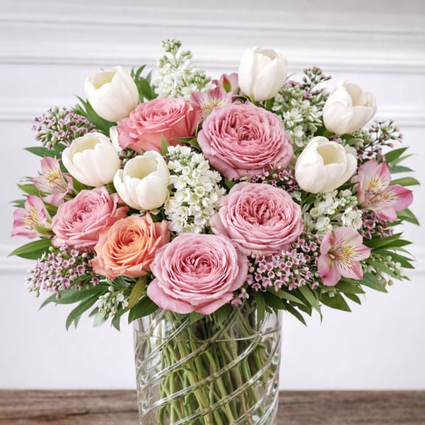 Love You Mom in Crystal Vase