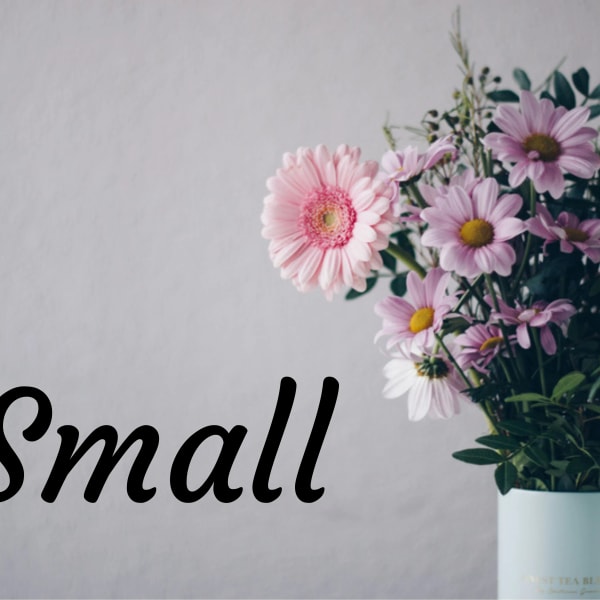 Pink and lavender daisies in a light blue vase