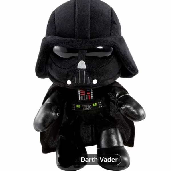 Darth Vader plush toy in black armor and helmet