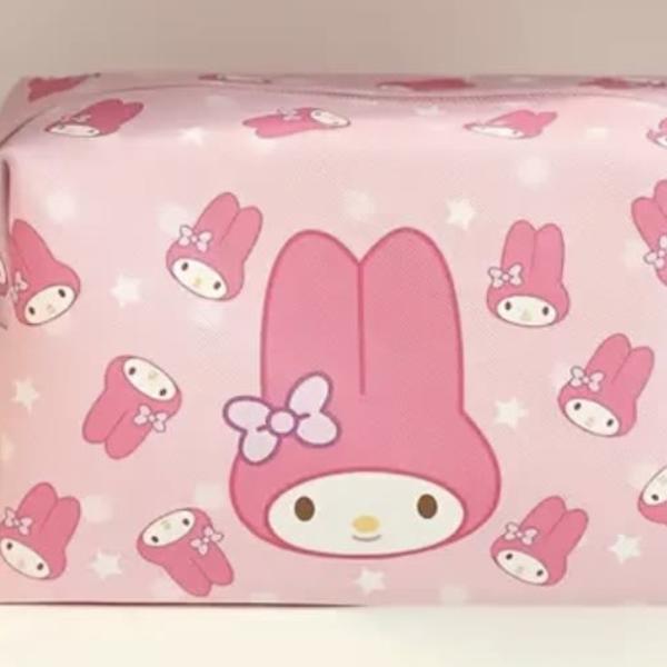 Pink My Melody lunch bag with a handle and cartoon character print