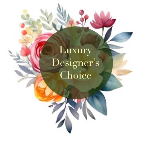 Floral graphic with the words Luxury Designer's Choice