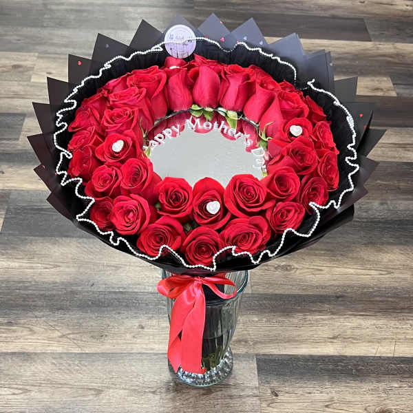 Mom’s Reflection - Red Roses Bouquet With Mirror