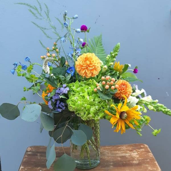 Hobnail mason jar arrangement