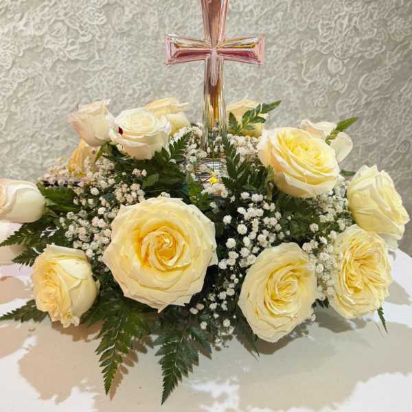 Glass Cross Funeral arrangement