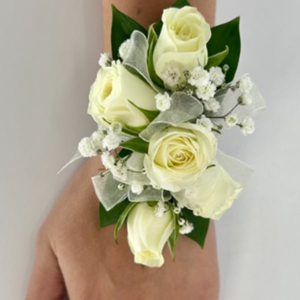 White Spray Rose Prom Corsage