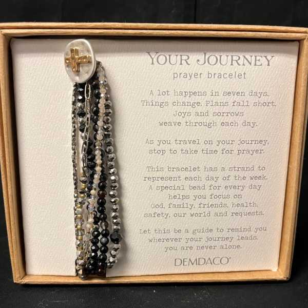 Beaded prayer bracelet in a gift box with printed message card