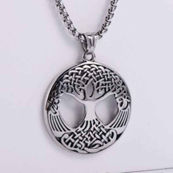 Silver pendant necklace with a circular cutout design