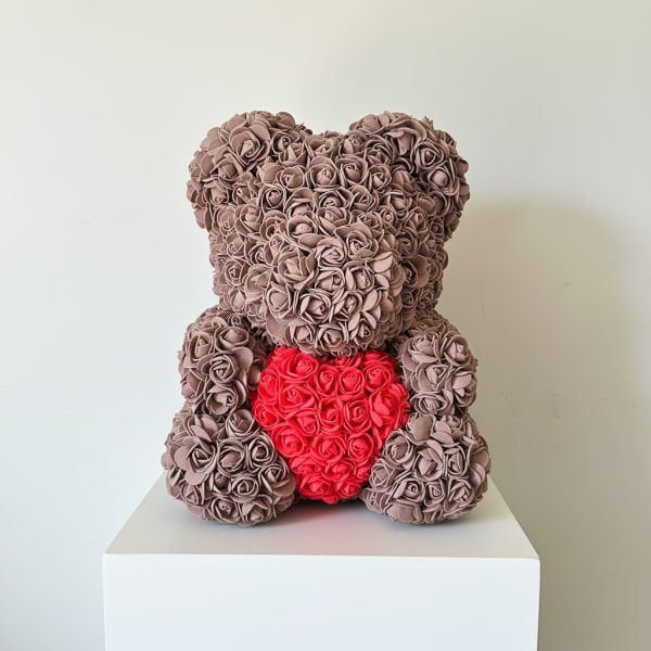 Luxury Brown Rose Teddy Bear with Heart – Signature Love Gift 70cm