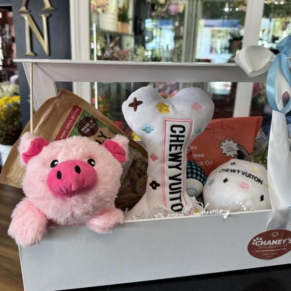 Gift box with plush toys and packaged treats