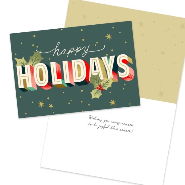 Holiday greeting card with the words "Happy Holidays"