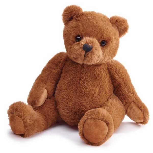 Brown teddy bear sitting on a white background