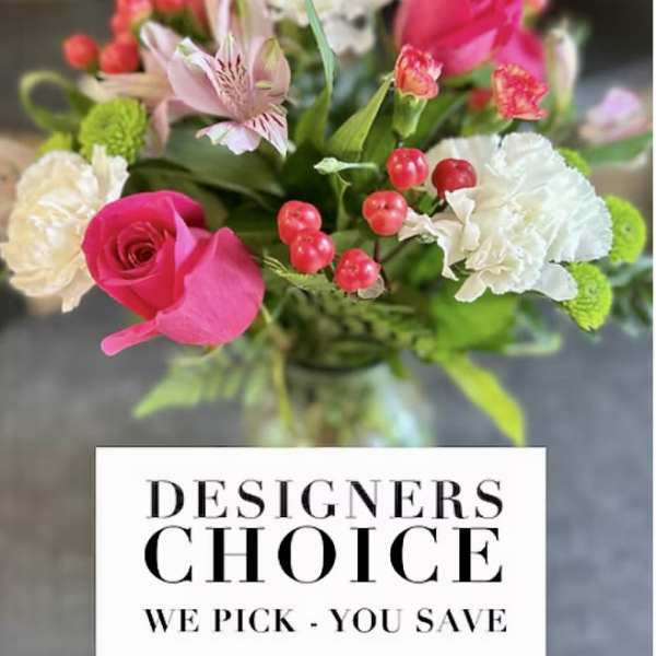 Pink and white mixed bouquet with roses and carnations in a vase