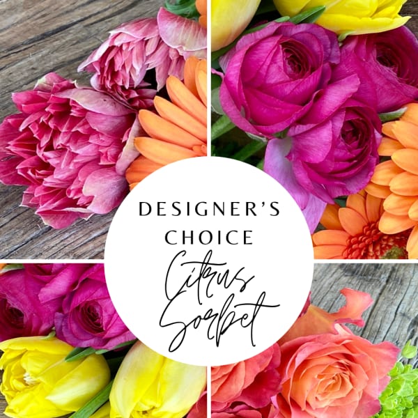 Colorful mixed bouquet with roses, tulips, and daisies