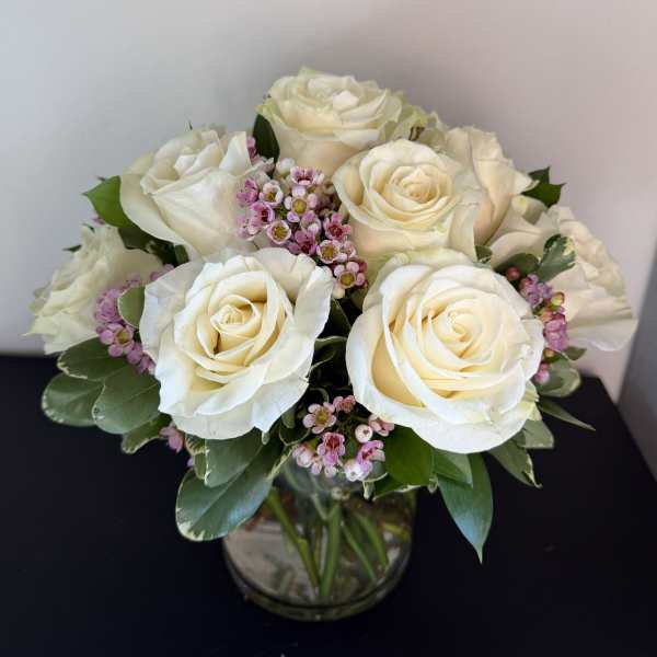 Modern Dozen White Roses
