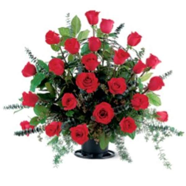 Blooming Red Roses Basket