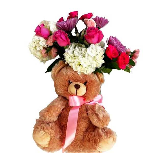 It's A GIRL! Floral Arrangement with Plush Animal