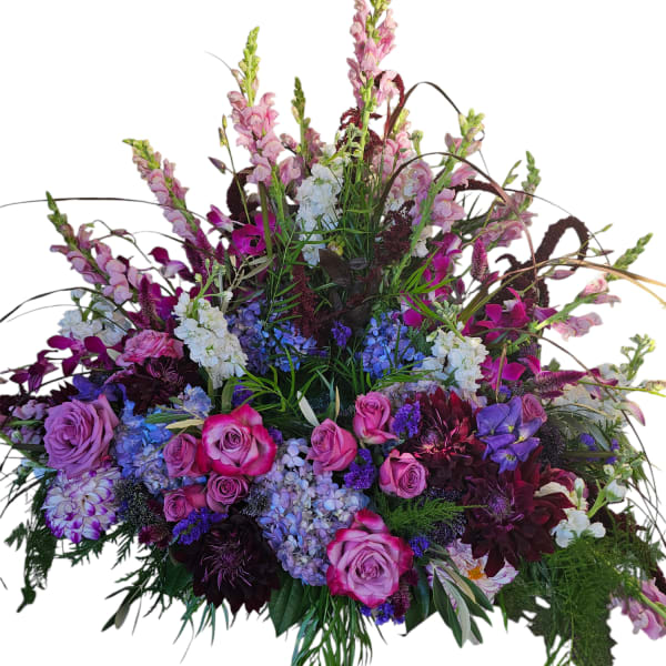 Large mixed bouquet with pink, purple, and white flowers