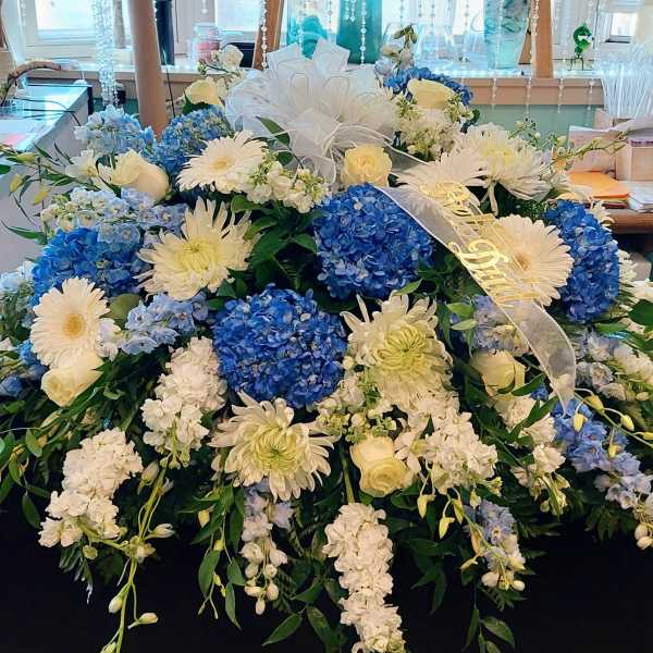 Blue Hydrangea Casket Cover