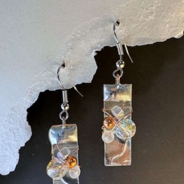 #A086 - Delta Etched Stained Glass Earrings