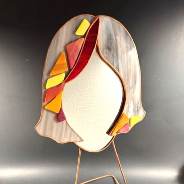 #A110 - Tan Mosaic Face MIrror