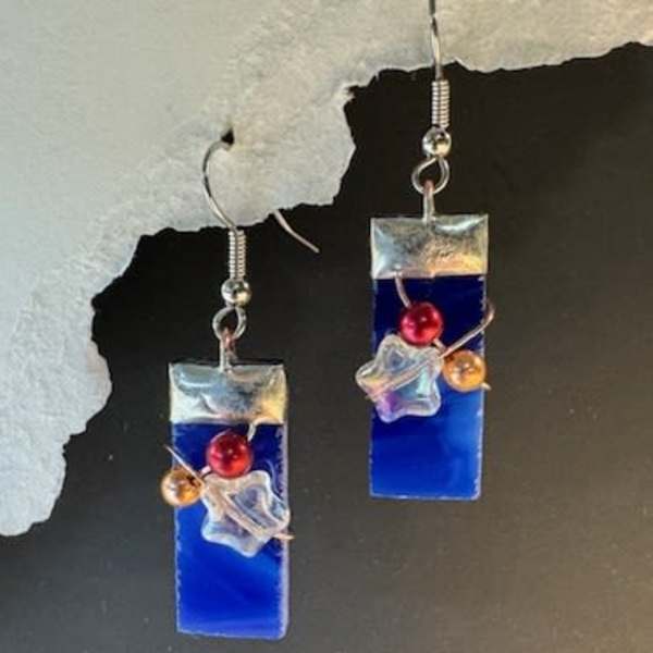#A120 - Fourth of July Stained Glass Earrings