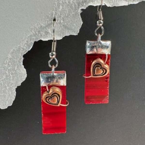 #A132 - Red Stained Glass Earrings