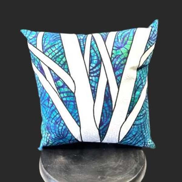 #A137 - "Blue-Green Birches" Pillow
