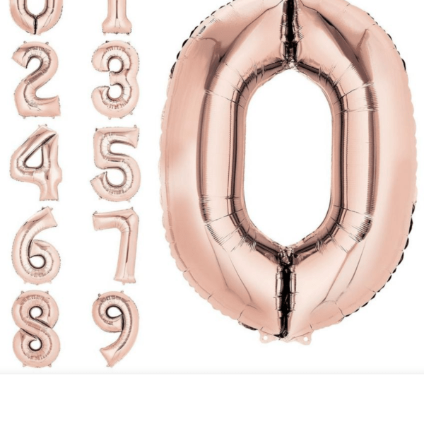 Rose gold number balloons from 0 to 9