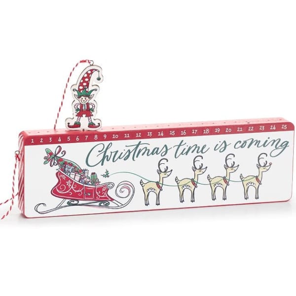 Christmas countdown box with a Santa sleigh and elf topper
