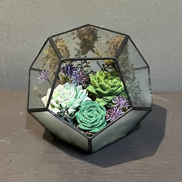 Sola Wooden Flower Centerpiece - Hexagon Terrarium
