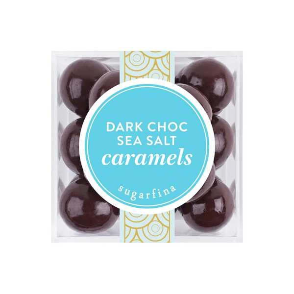 Box of dark chocolate sea salt caramels