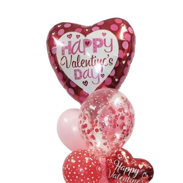 Heart-shaped Valentine’s Day balloon bouquet in pink and red