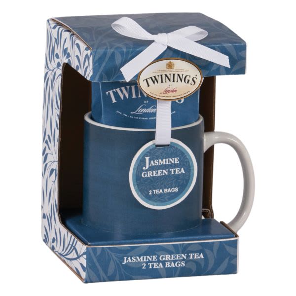 Twinings jasmine green tea mug gift set in a blue box