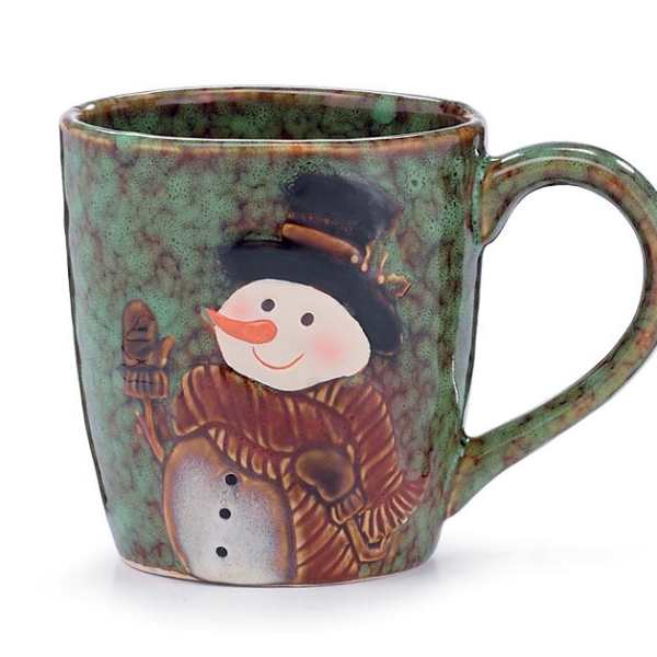 Ceramic mug with a snowman design