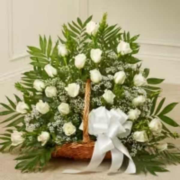 Pure White Rose Basket