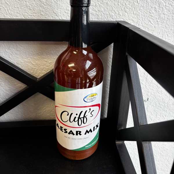 Bottle of Cliff's Caesar mix on a shelf
