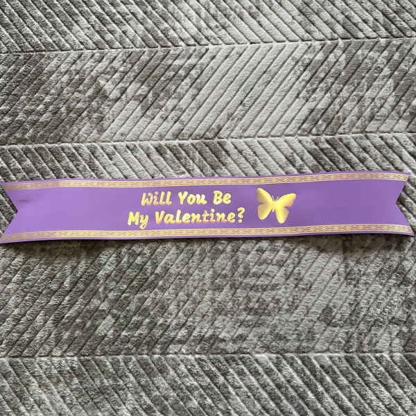 Will You Be My Valentine? Ribbon - Purple Color