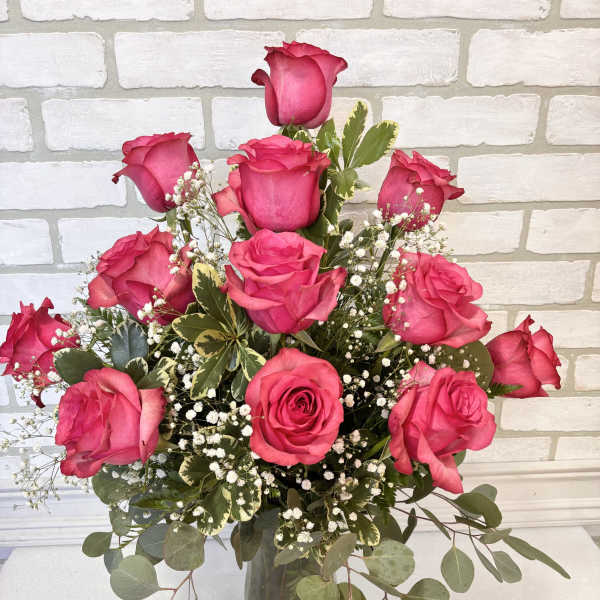 Hot Pink Dozen Roses