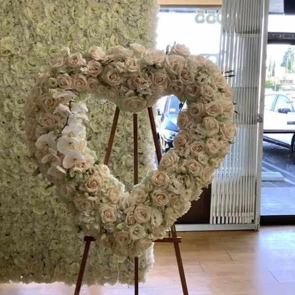 Elegant Open Heart Funeral Standing Spray
