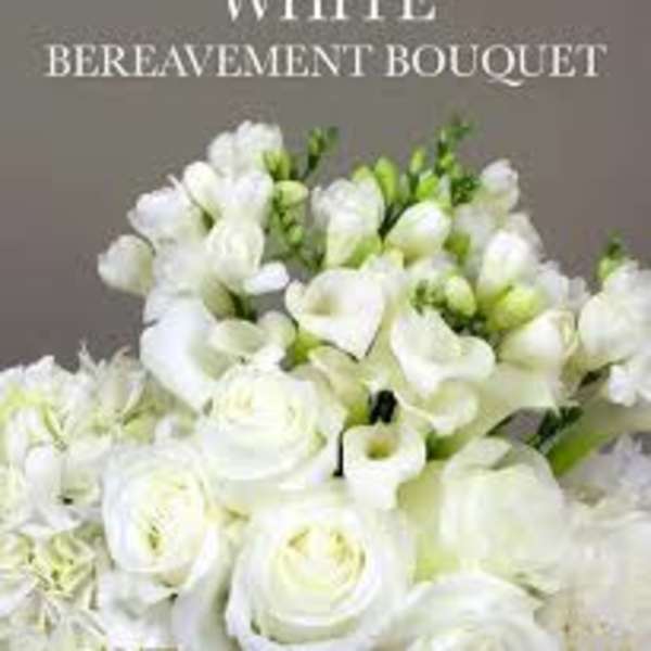 White bouquet with roses and calla lilies