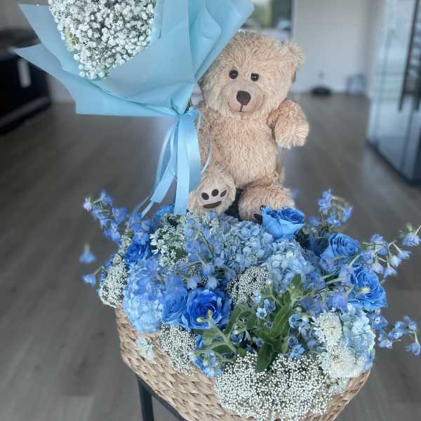 Teddy & Blue Skies Basket